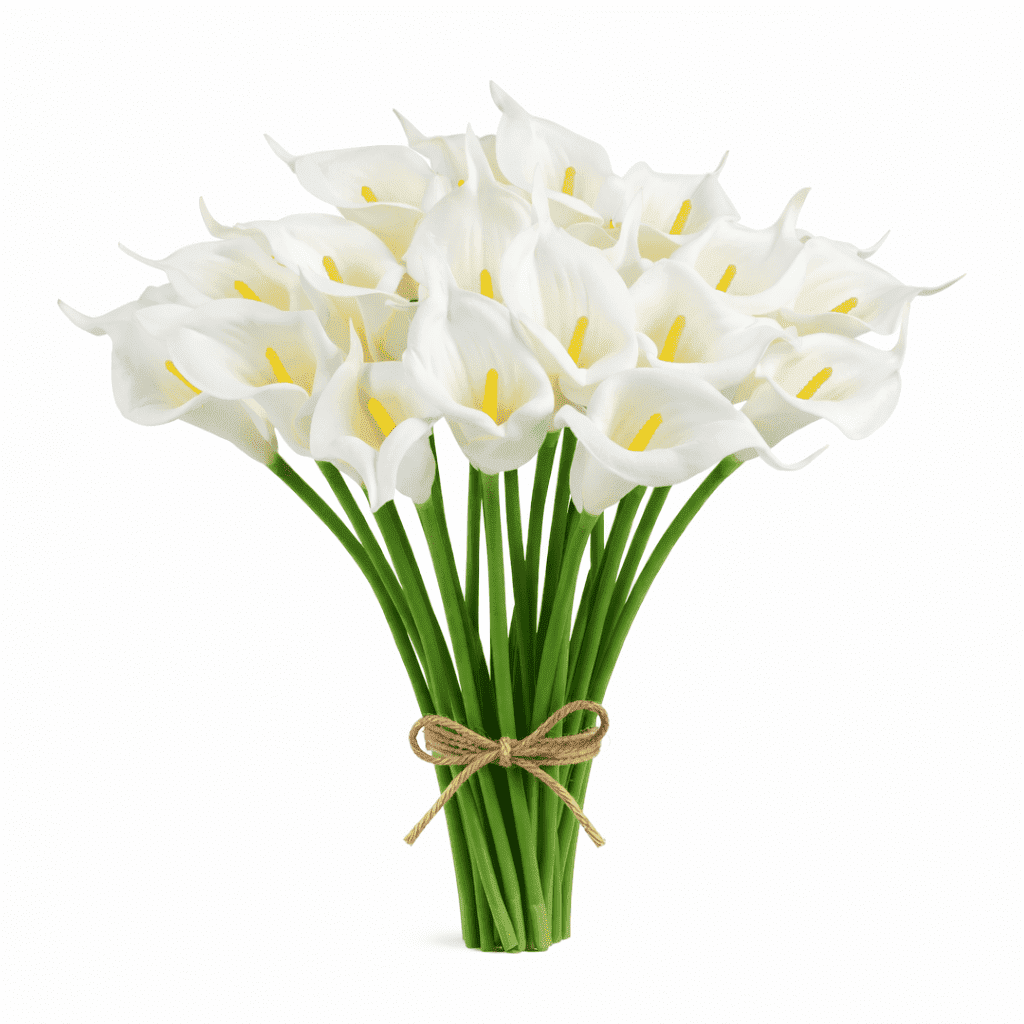 HUIANER 15Pcs Artificial Calla Lily Flowers, 13.7" Real Touch Silk Bouquet for Wedding Vase Home Decor, White