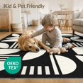thumbnail image 4 of ODIKA 8'x10' Washable Area Rug Non-Shedding, Easy Care, Black White Geometric Leaf and Stripe Design Elegant Contrast with Abstract Botanical for King Size Bedroom Under Bed, Master Suite, 4 of 7