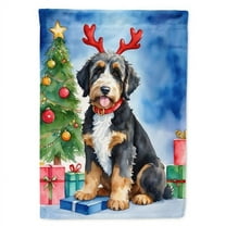 Bernedoodle Christmas Reindeer House Flag
