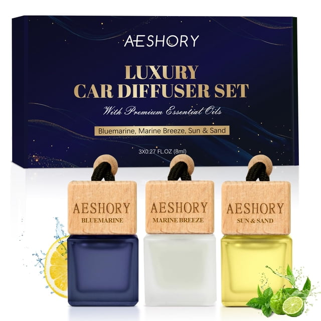 Set de ambientadores para coche Aeshory Bluemarine, 3 x 8 ml, para colgar