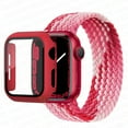 thumbnail image 1 of ALMNVO Apple Watch Band 41mm Screen Protector Case Braided Solo Loop Strap with Protective Case, Stretchy Wristband Elastic Nylon Strap Bracelet for iWatch Series 7,Ruby red, 1 of 6