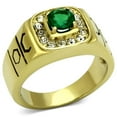 thumbnail image 1 of Alamode TK764-9 Men IP Gold Stainless Steel Ring with Synthetic in Emerald - Size 9, 1 of 1