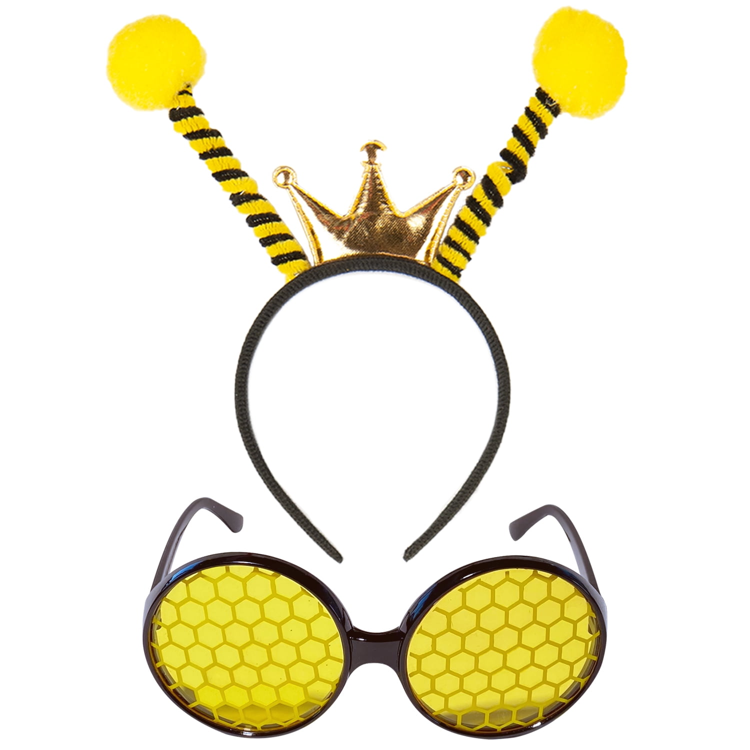 FUNCREDIBLE Bee Headband and Glasses Set Bee Antenna Headband with