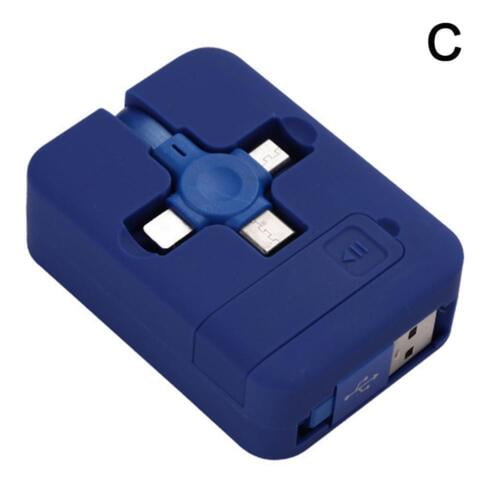 4 In 1 Retractable USB Charger Data Cable W/ Phone Type C Micro USB Cable Stand
