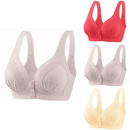 Itsame 3 Pack Everyday Sports Bra Set womens Full Support Bra Wireless Comfort Bralette Set Red Size XL