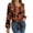 Brown, variant on OBEEII Shirts for Women Long Sleeve V Neck Button Down Tops Fashion Floral Printed Blouses Tie Front Loose Fit Tshirts