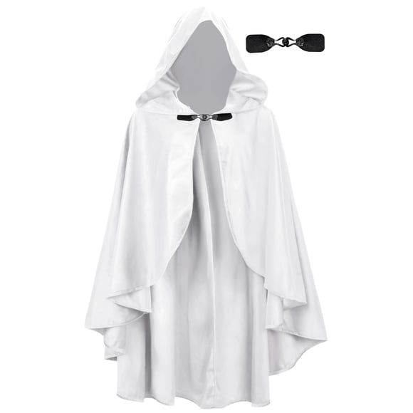 Capa medieval UQJE con capucha renacentista para Halloween, color blanco