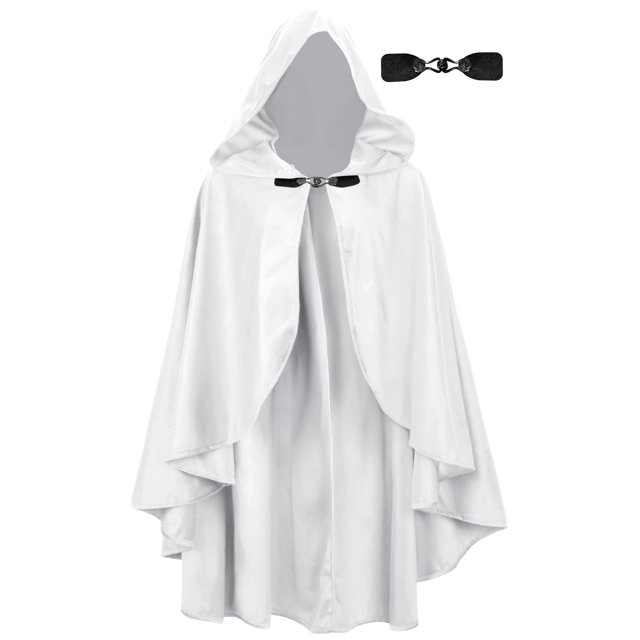 Capa medieval UQJE con capucha renacentista para Halloween, color blanco