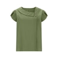 thumbnail image 5 of Hxlamzoo Women's Petal Sleeve Top with Half Moon Neckline, Button, Solid, Linen Cotton for Casual Wear, 5 of 9