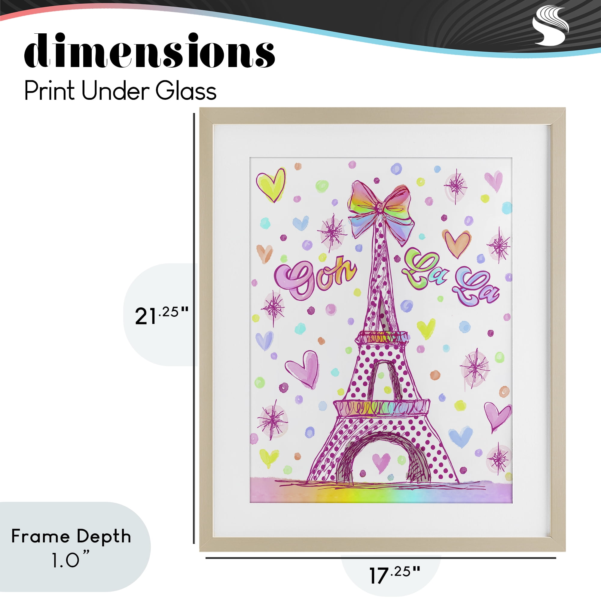 Stupell Industries Bright Pastels Eiffel Tower Birch Framed Print Under Glass, design by Jess Stempel