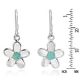 thumbnail image 4 of AeraVida Cute Flower White Seashell and Green Turquoise Inlays Sterling Silver Dangle Earrings, 4 of 5