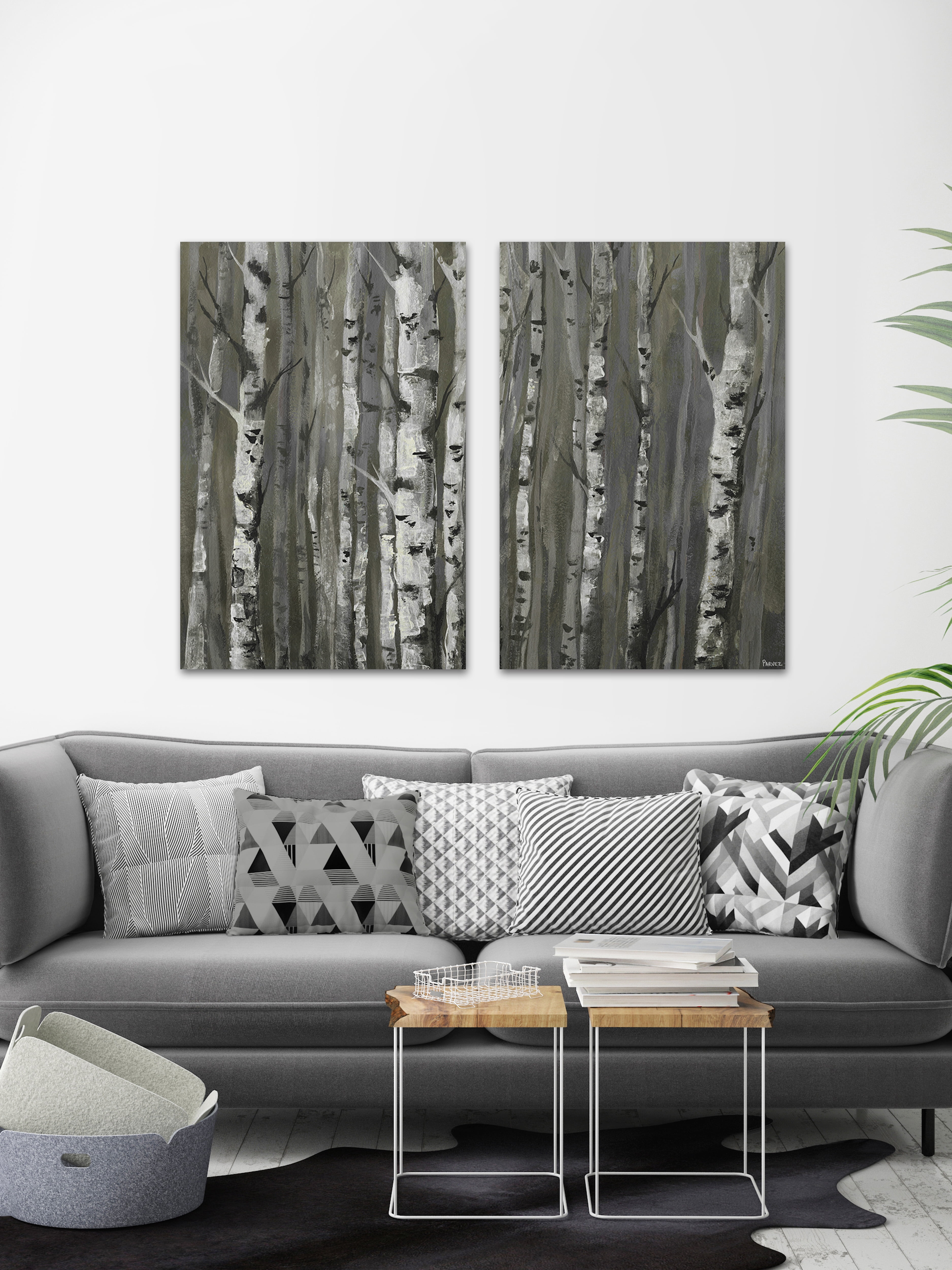 Twigs and Trunks Forest Diptych