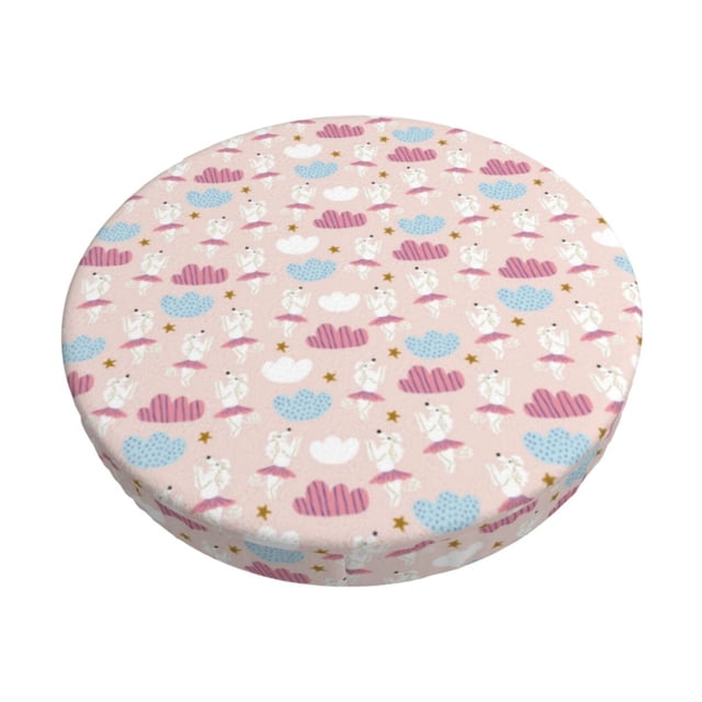 Disketp Poodle In Ballet Skirts Dancing Funda Redonda para Taburete, Funda de Cojín para Silla de Bar Suave y Elástica-13 inch