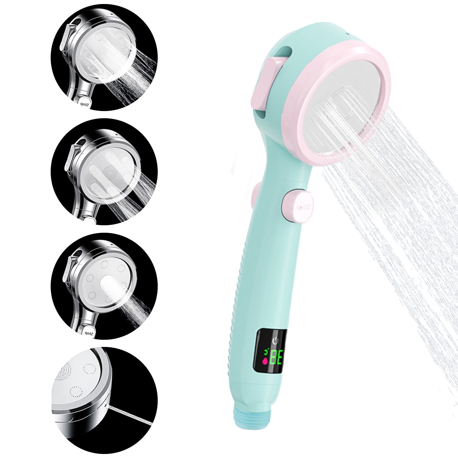 Water Saving Shower Head, 2022 Water Saving Shower Head with Pressure Increase, 4 Jet Types