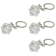 4pcs Ice Cube Key Chain Resin Ice Keychain Key Ring Car Bag Keychain Accessories