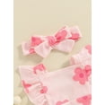 thumbnail image 6 of Aojekbee Baby Girls Summer Romper Flying Sleeve Tiered Ruffle Floral Romper with Headband, 6 of 10