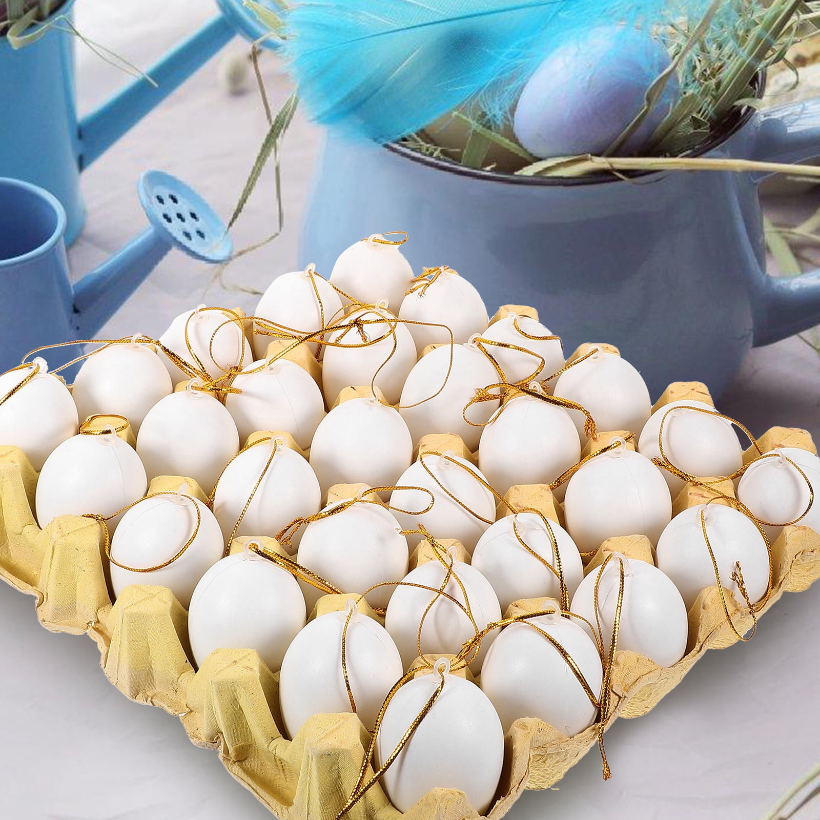 OUNONA 2 Sets  of Unfinished Eggs DIY Easter Eggs Blank Eggs Graffiti Blank Eggs Simulated Easter Eggs Pendants