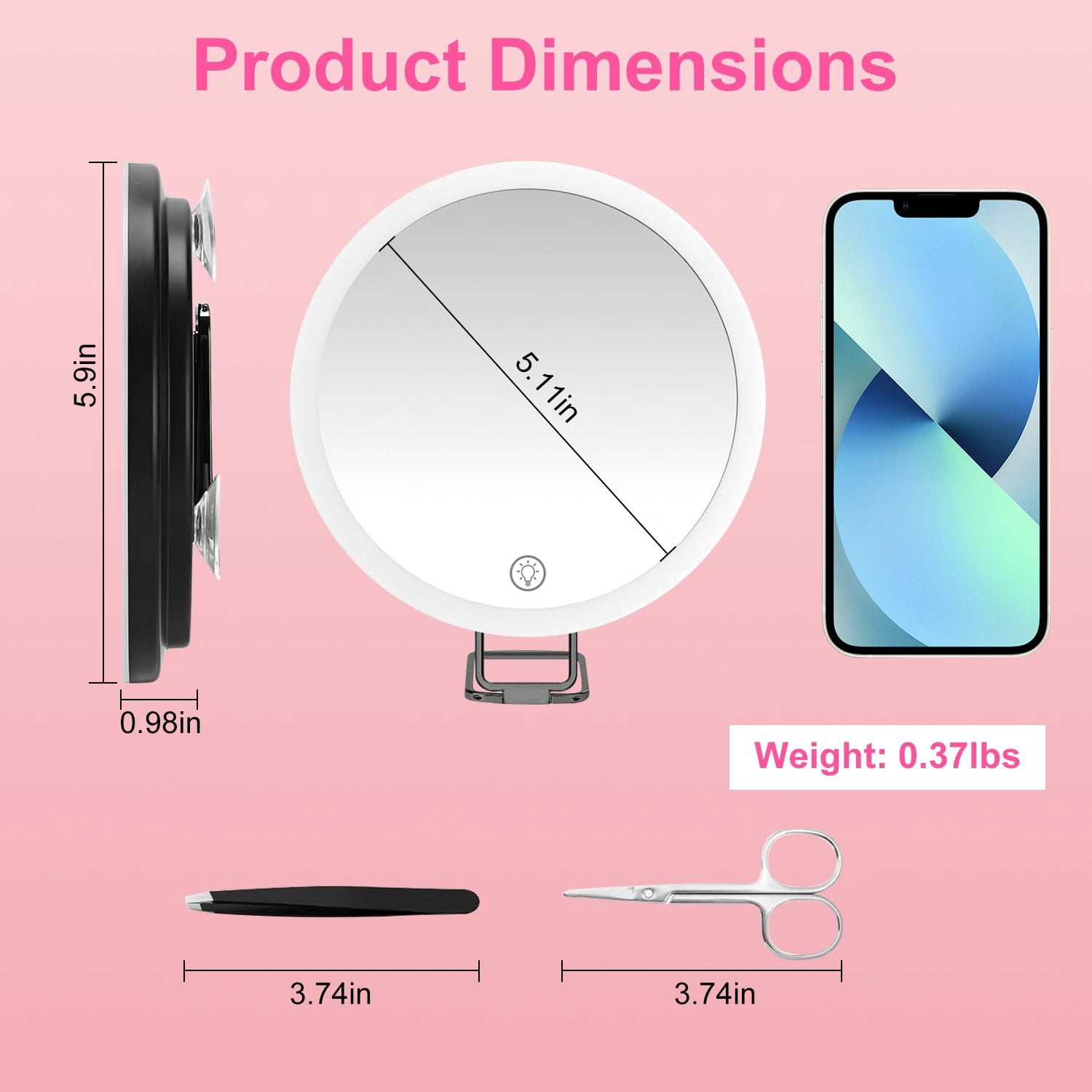 30X Magnifying Mirror With Light 3 Colors Dimmable Brightness Included Tweezer Scissor Travel Magnifying Makeup Mirror with Suction Cup 360° Adjustable Stand