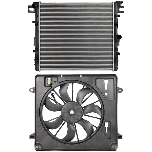 cciyu Engine Radiator Cooling Fan Assembly Radiator fit for 2007-2011 for Jeep for Wrangler