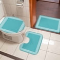 thumbnail image 4 of Turquoise Bath Mat 3 Piece Bathroom Rug Set, Geometric Boho Ethnic Tile Chic Monochrome Non Slip Bath Rug Contour Mat and Toilet Lid Cover, Absorbent Shower Mats Soft Bath Rugs and Mats Sets, 4 of 8