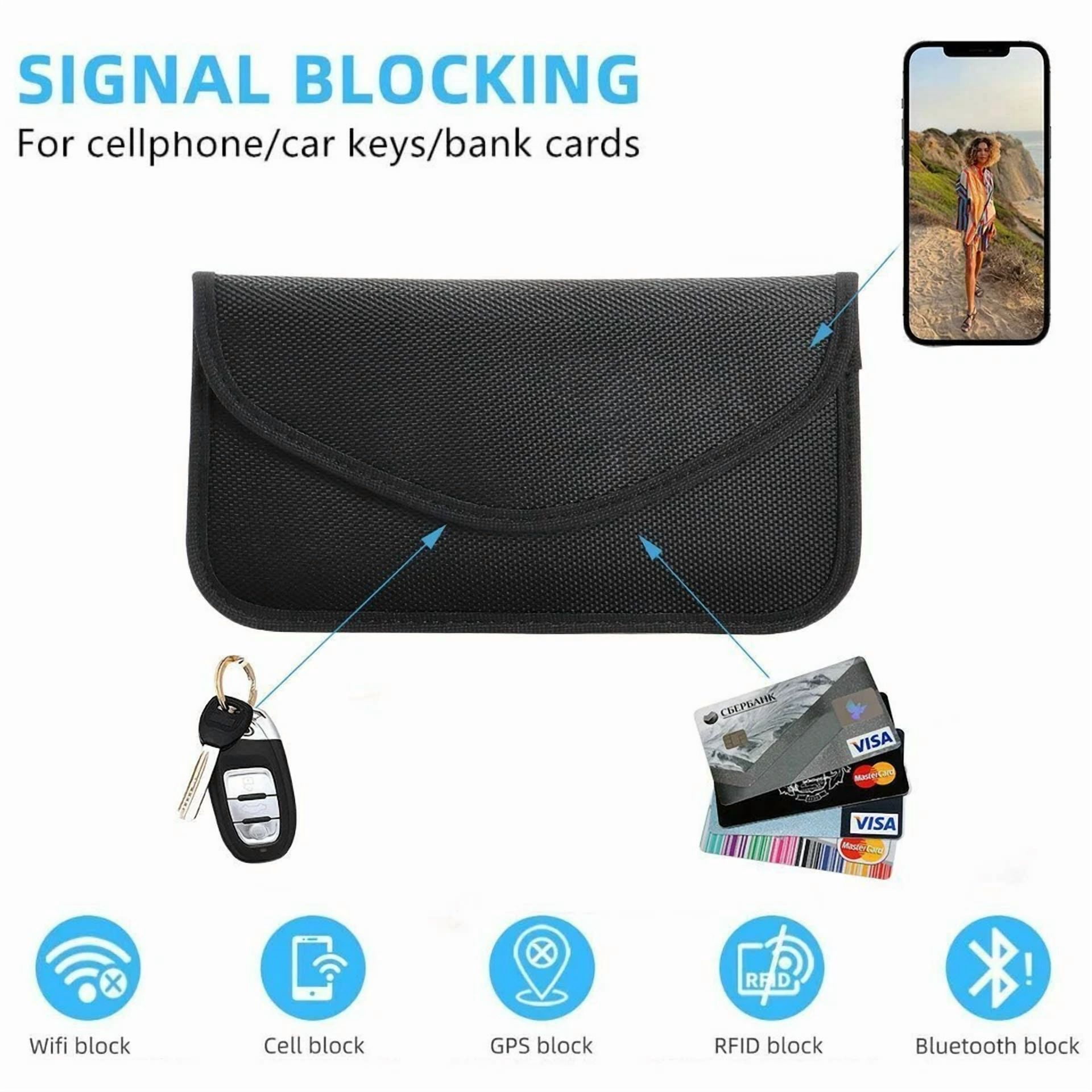 2 Pack Faraday Bag Cell Phone Wallet Blocker Radiation Signal Shielding Case