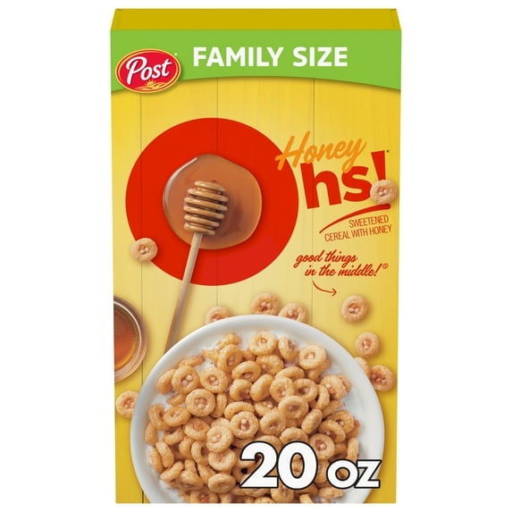 Honey Ohs! Family Size Cereal, Sweetened Honey Cereal, Crunchy 20 oz Box(pack of 4)