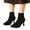 Black, variant on Womens Kitten Heel Ankle Boots Fashion Suede Splicing Pointed Toe Mid Calf Booties Casual Winter Fall Dress Shoes Black Size 5.5
