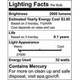 thumbnail image 3 of Satco S7331 - 32 watt; Hi-Pro Spiral Compact Fluorescent; 2700K; 82 CRI; Medium base; 120 volts, 3 of 5