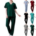 Scrubs Sets for Women Classic V-Neck Scrub Top Jogger Pant Medical ...