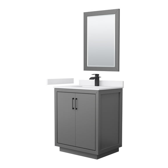 Wyndham Collection WCF111130SGBWCUNSM24 Icon 30" Free Standing Single Basin Vanity Set -