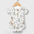 thumbnail image 2 of Watercolor Jungle Safari Animals Floral Baby Bodysuit Monkey Zebra Elephant Leopard Giraffe Onesie Bodysuit Short Sleeve One-Piece Baby Clothes for Girl Boy, 2 of 7