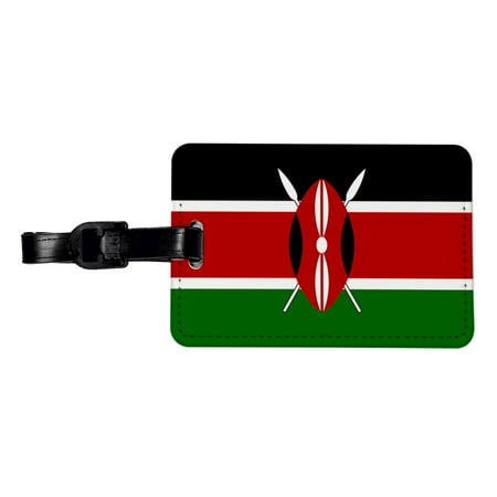 Kenya Country Flag Faux Leather Travel Luggage Tag