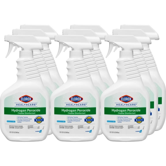 Clorox® Healthcare® Hydrogen-Peroxide Cleaner/Disinfectant, 32 Oz Bottle, Case Of 9