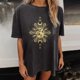 thumbnail image 5 of Puntoco Blusa de manga corta con estampado de calavera, sol y luna, estilo vintage, para mujer Puntoco Puntoco-3073, 5 of 9