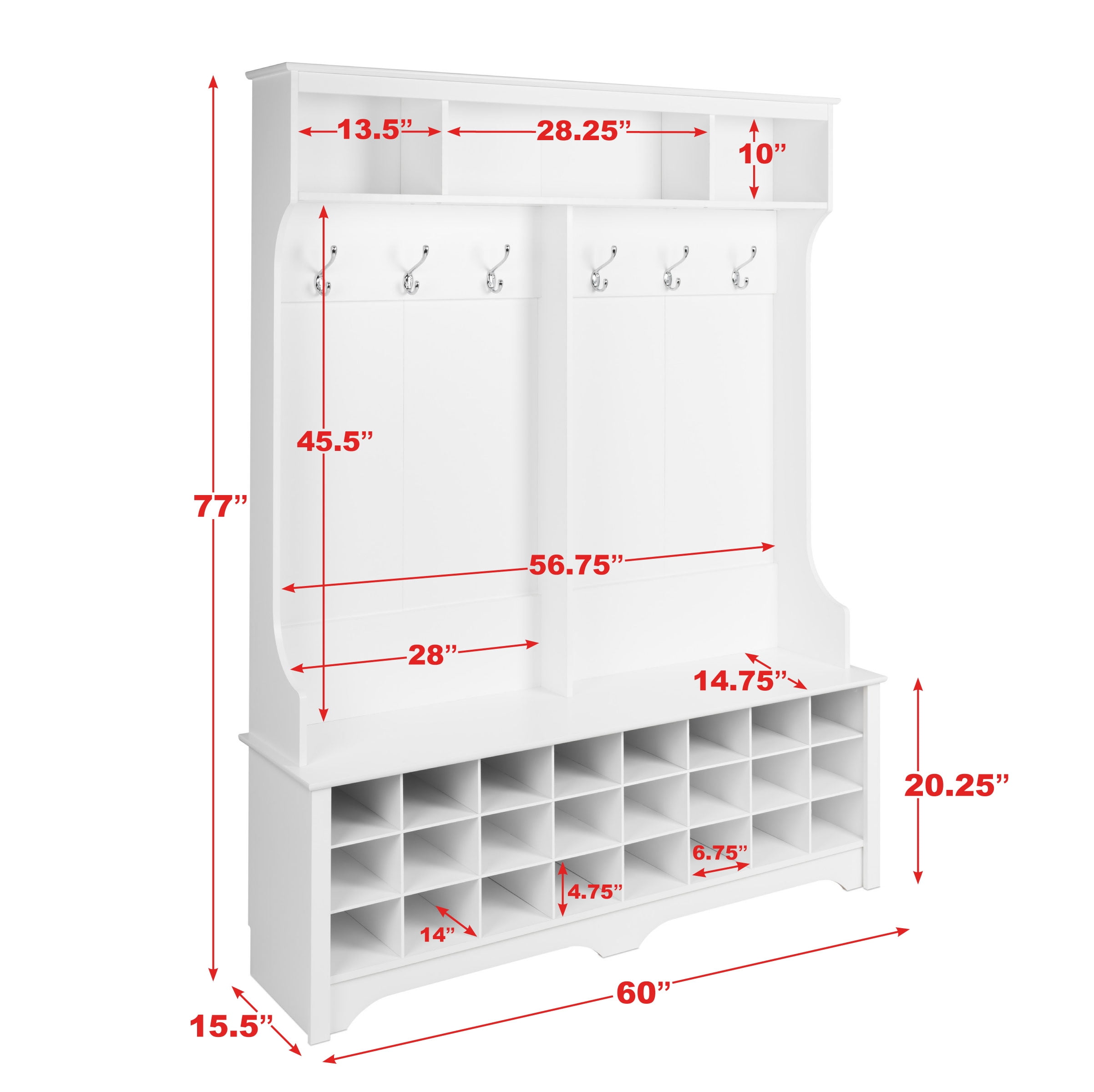Prepac wide hall tree with 24 shoe cubbies stores hotsell
