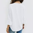 thumbnail image 6 of ClodeEU Women's Lace Trim 3/4 Sleeve Linen Blend Top ,Loose Fit Solid Color Casual Crewneck Blouse White,Womens Plus S, 6 of 8