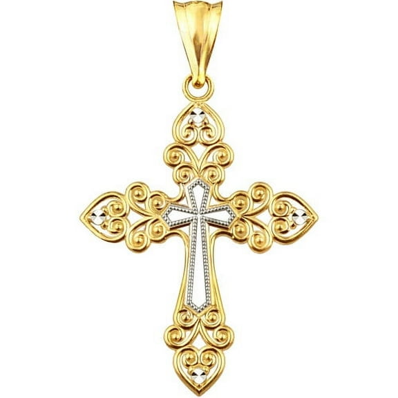 US GOLD Handcrafted 10kt Gold Cross Charm Pendant