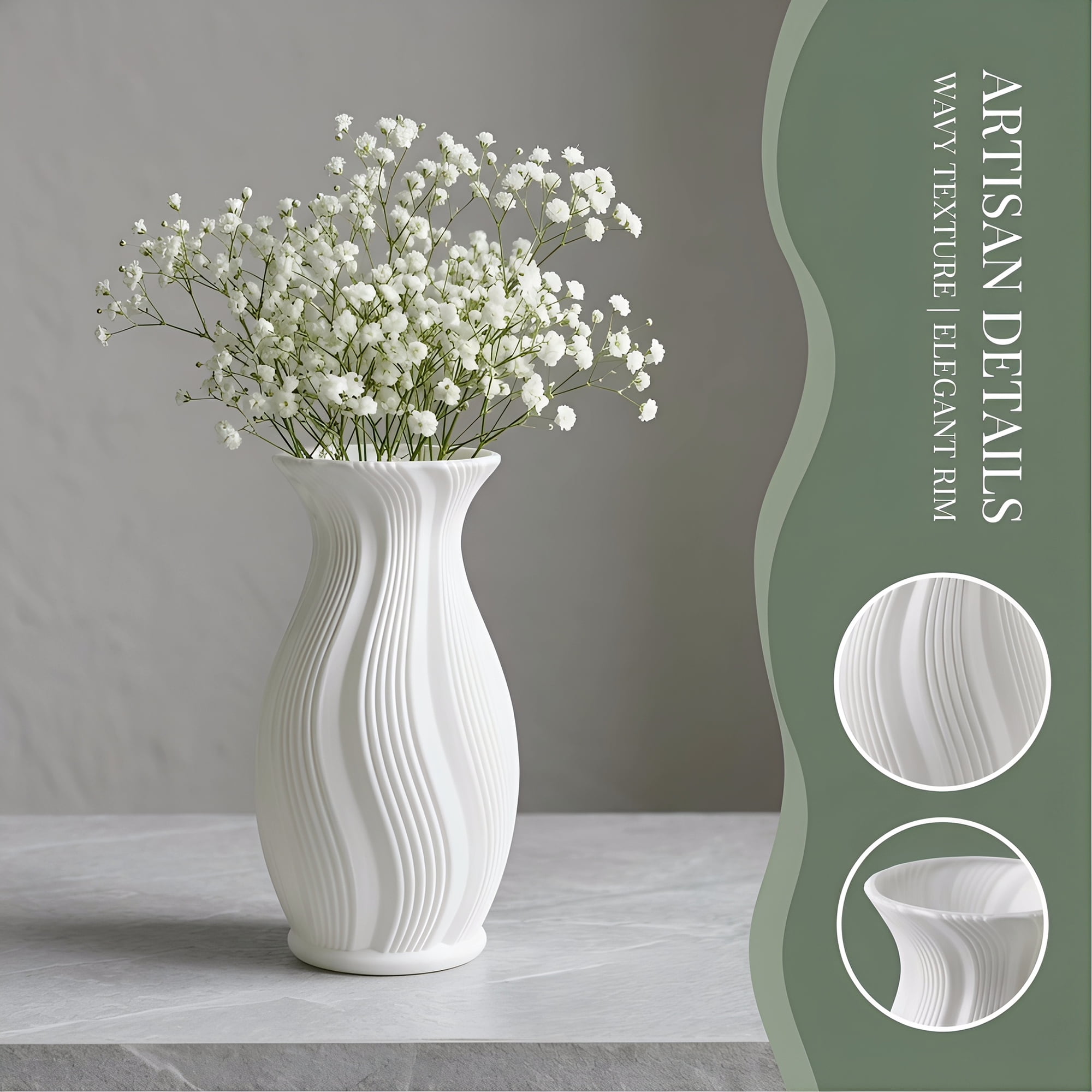 Unique Bargains Geometric Unbreakable Plastic Flower Vase White 4.7"L x 4.7"W x 8.9"H