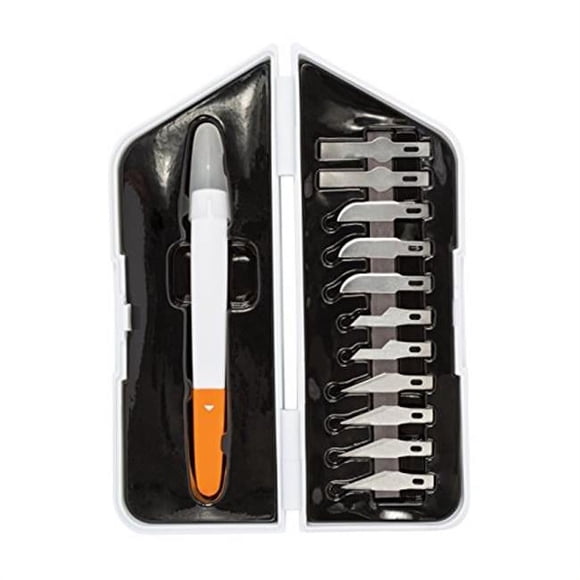 Fiskars Fabrication FSK1651801001 Trousse de Couteaux à Prise Souple, Blanc et Orange