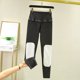 thumbnail image 2 of Gibobby Leggings gluteos deportivo Mujer Color Sólido Terciopelo Alemán Cálido Doble Pantalones De Otoño Cintura Alta Rodilleras Protector De Cintura Antiestático Leggings (Negro, XL), 2 of 4