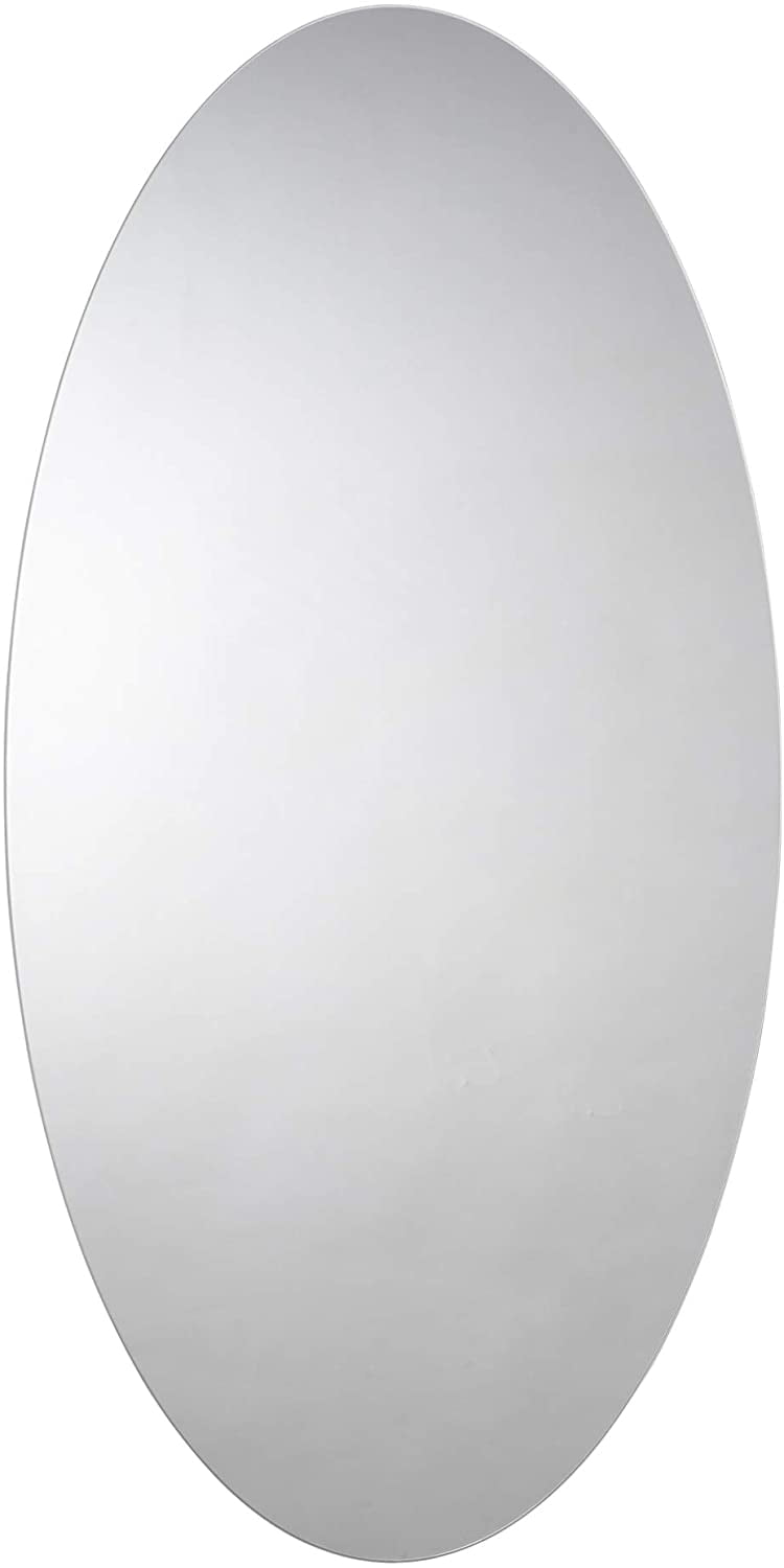 Croydex Belham Hang n Lock Frameless Oval Vanity Bathroom Mirror in Chrome (17.7x35.5)