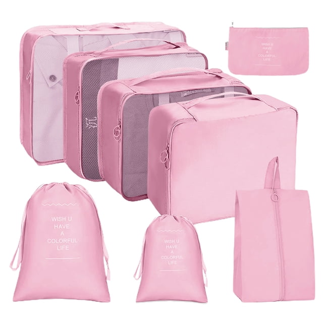 CSChome Travel Storage Bag Foldable Suitcase Organizer 8Pcs/Set Multi Sizes Travel Organizer Drawstring Wash Travel Clothes Storage Travel