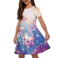 thumbnail image 2 of Binienty Girls Casual Dresses Size 11-12 Cute Breathable Short Sleeve&nbsp;Axolotl Blue&nbsp;Casual Sun Dress Kids Soft Skater Sundress with Pockets Children Summer Outfits, 2 of 6