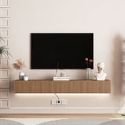 Aukfa Modern Floating TV Stand Wall Mounted for TVs up to 70 with 16 Color LEDs, Walnut