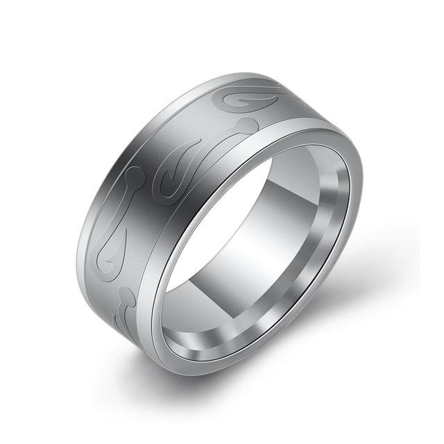 facefd Men Stainless Steel 8mm Ring Fish Hook Rings Fishing Band Loop Simple Style Fashion Accessory Jewelry Gifts for 8