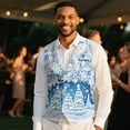 thumbnail image 4 of Yuyamidu Blue Xmas Tree Men's Slim Fit Suit Vest Waistcoat with 3 Pockets for Business Formal Wedding Prom Christmas Snowflake Casual Tuxedo Wear Size 3XL, 4 of 7