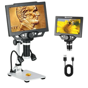 9" Coin Microscope for Adult 1600X LCD Digital Microscope with Lights PC View Compatible with Windows for Electronics Repair Jewellery Inspection