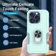 thumbnail image 6 of Compatible for Apple iPhone 15 Pro Case with Tempered Glass Screen Protector,Heavy-Duty Tough Rugged Phone Case Cover with Ring Holder Kickstand for iPhone 15 Pro (6.1", 2023) [Mint Green], 6 of 13