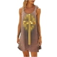 thumbnail image 1 of VEKDONE Robe Maxi à Imprimé Mode pour Femmes Été Aguichant à Dos Nu Hawaïenne de Plage Robe Décontractée Coupe Ample Évasée Robes d'Été Col Rond Robes Plissées Café m, 1 of 5