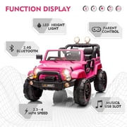 12V Battery Kids Ride On Truck Jeep Car 3 Speeds w/Music,Lights,Cover,Remote Control(Pink)